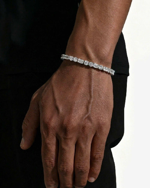 5mm hybrid cut moissanite tennis bracelet 14k gold icecartel px white model new