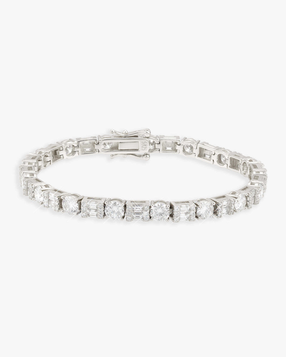 5MM Hybrid Cut Moissanite Tennis Bracelet 14K Gold - White Gold