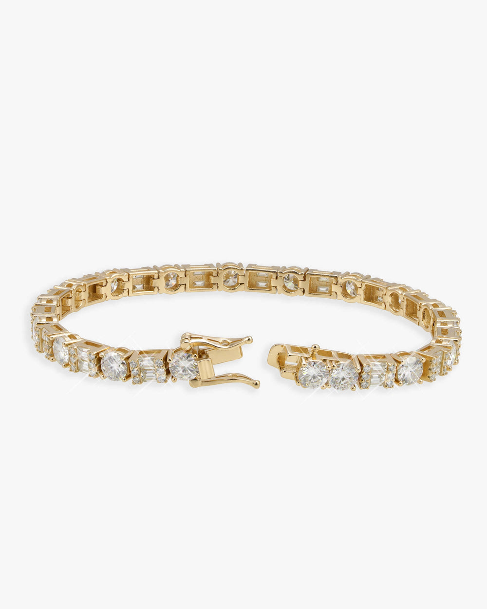 5MM Hybrid Cut Moissanite Tennis Bracelet 14K Gold - Yellow Gold