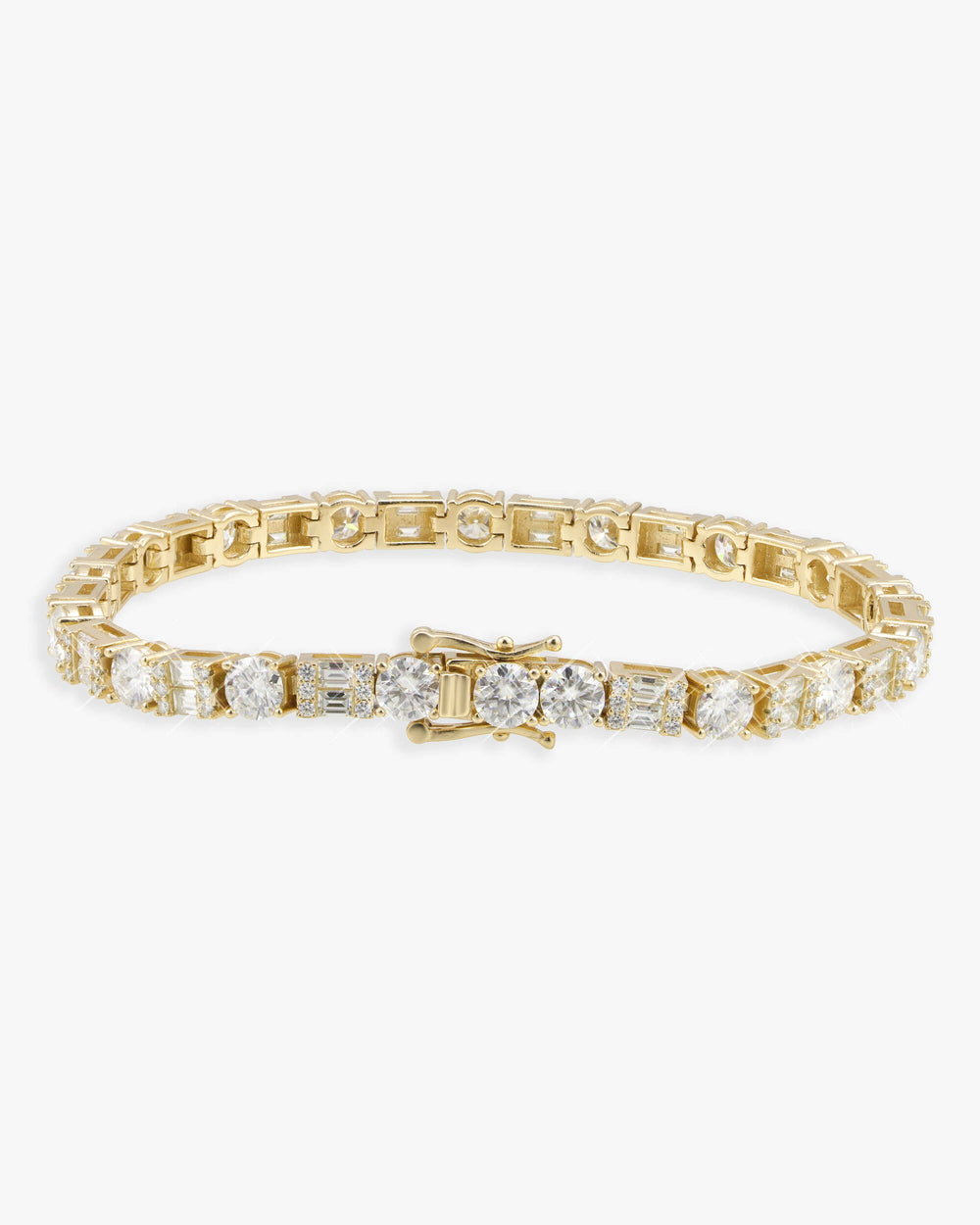 5MM Hybrid Cut Moissanite Tennis Bracelet 14K Gold - Yellow Gold