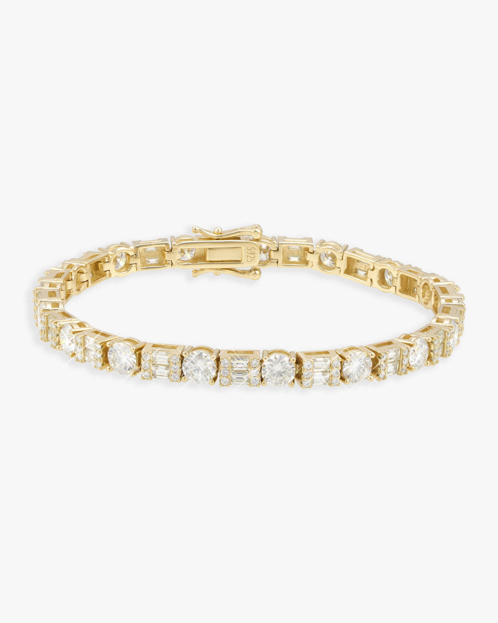 5MM Hybrid Cut Moissanite Tennis Bracelet 14K Gold - Yellow Gold