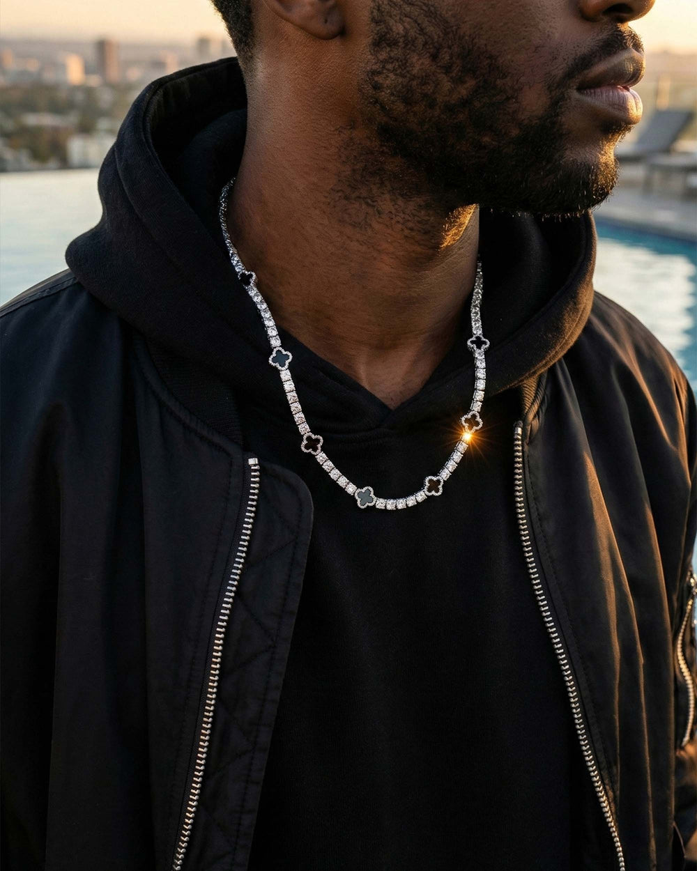 5mm moissanite agate tennis chain model lifestyle pool