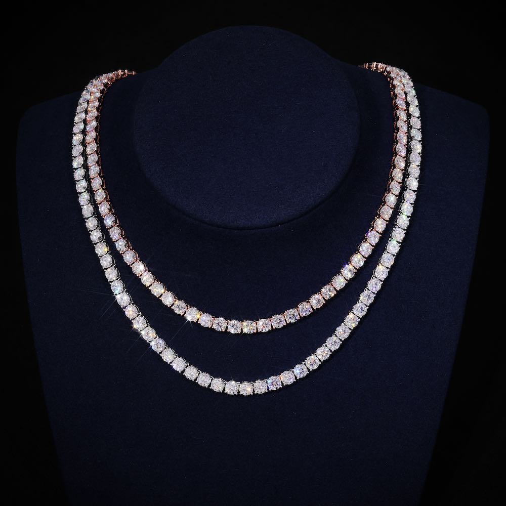 5mm Moissanite Tennis Chain 14K White Gold VVS Diamonds 5mm Moissanite Tennis Chain 14K White Gold VVS Diamonds