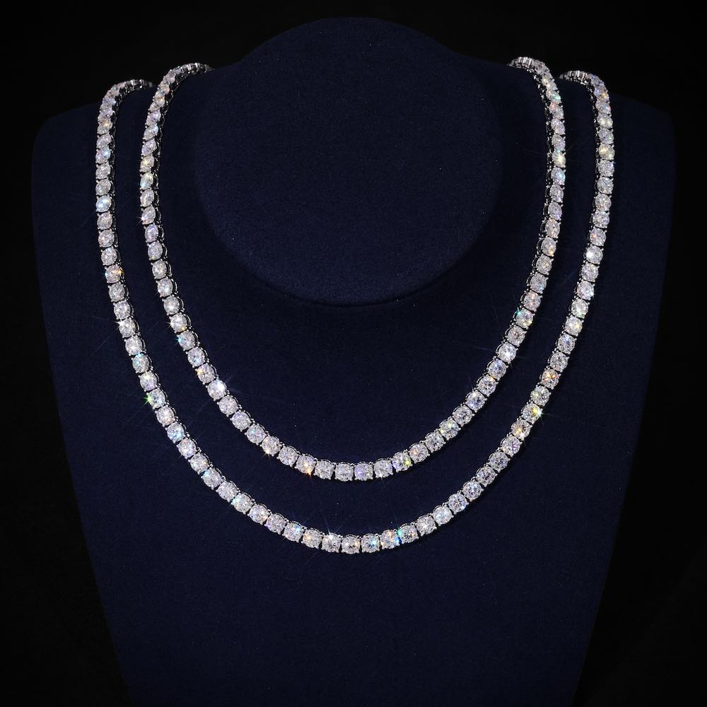 5mm Moissanite Tennis Chain 14K White Gold VVS Diamonds