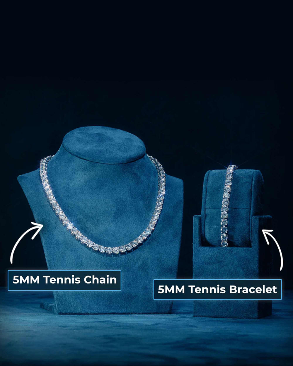 5mm tennis chain and bracelet bundle 14k gold icecartel px