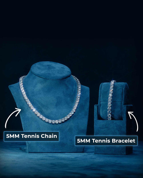 5mm tennis chain and bracelet bundle 14k gold icecartel px