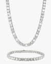 5MM Tennis Chain and Bracelet Bundle 14K Gold - White Gold