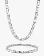 5MM Tennis Chain and Bracelet Bundle 14K Gold - White Gold