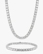 5MM Tennis Chain and Bracelet Bundle 14K Gold - White Gold