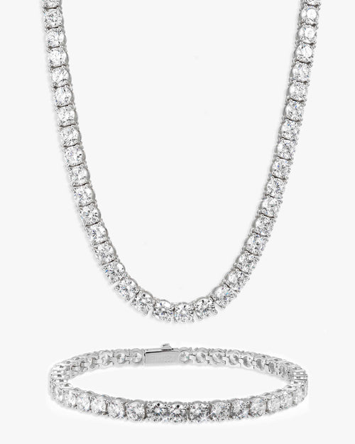 5mm vvs tennis chain bracelet bundle icecartel set white