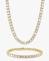 5MM Tennis Chain and Bracelet Bundle 14K Gold - Yellow Gold