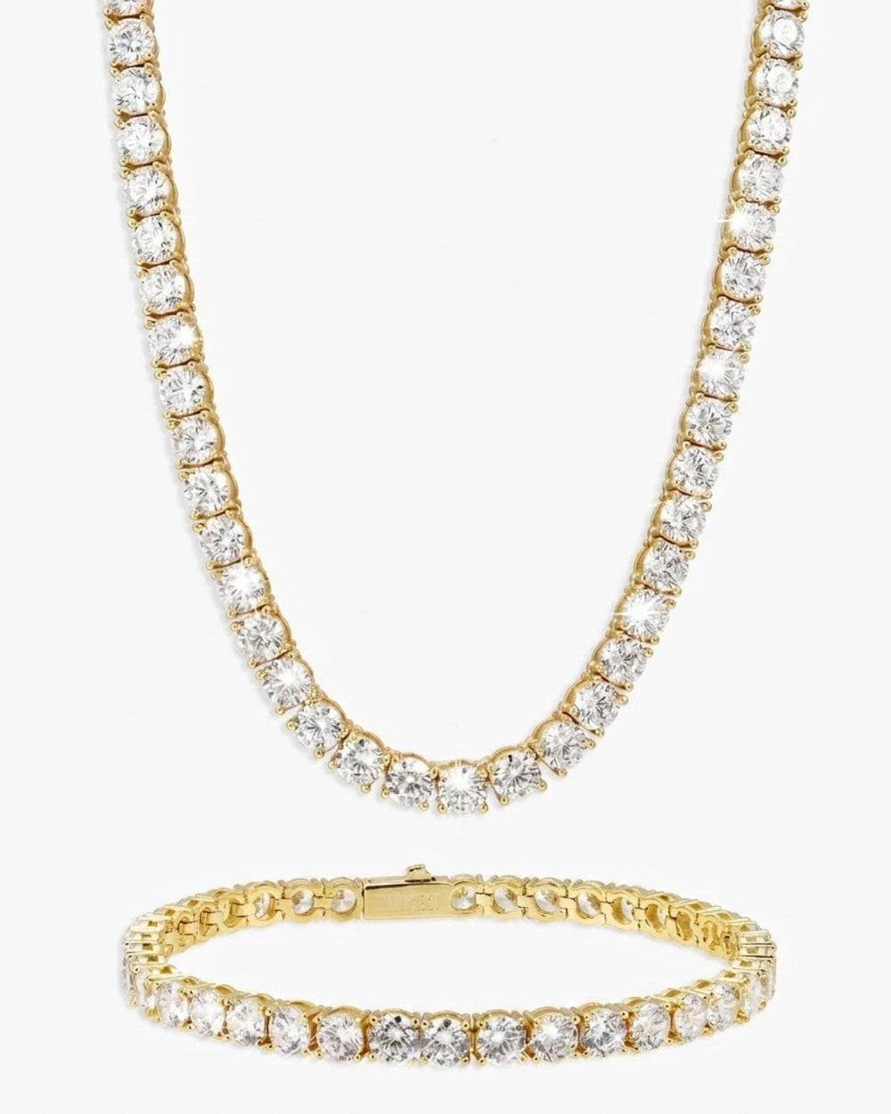 5MM Tennis Chain and Bracelet Bundle 14K Gold - Yellow Gold