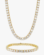 5MM Tennis Chain and Bracelet Bundle 14K Gold - Yellow Gold