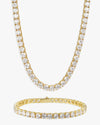 5MM Tennis Chain and Bracelet Bundle 14K Gold - Yellow Gold