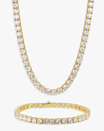 5MM Tennis Chain and Bracelet Bundle 14K Gold - Yellow Gold