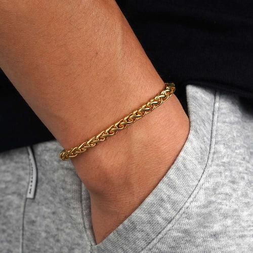 5mm wheat link bracelet 14k yellow gold icecartel model