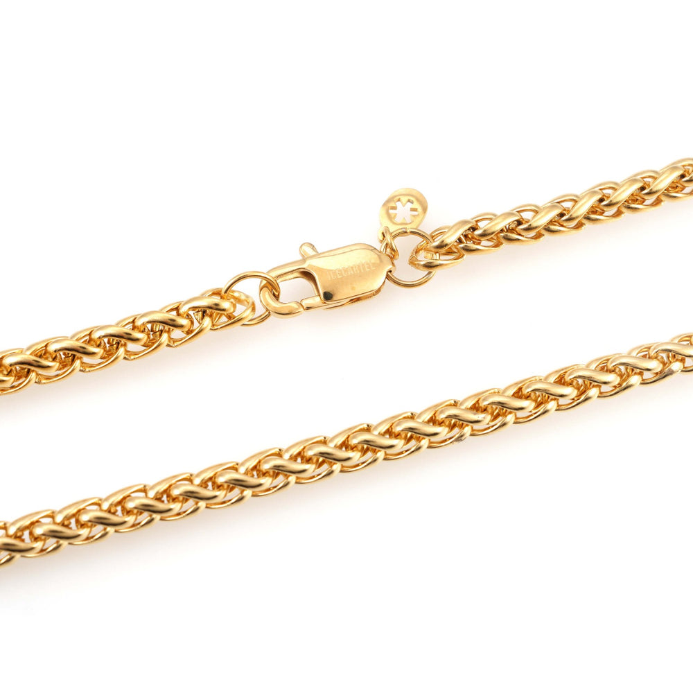 5mm wheat link chain 14k yellow gold icecartel lock