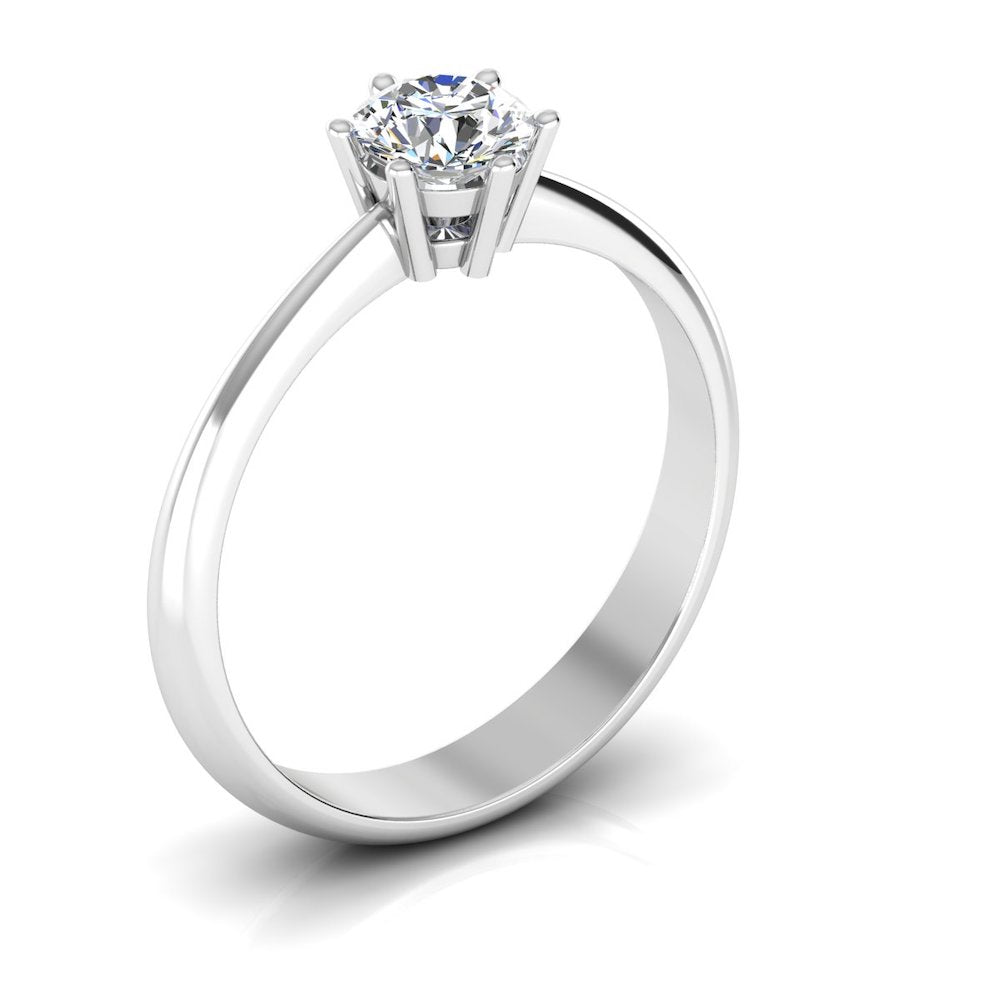 6 Prong Petite Moissanite Round Solitaire Engagement Ring side