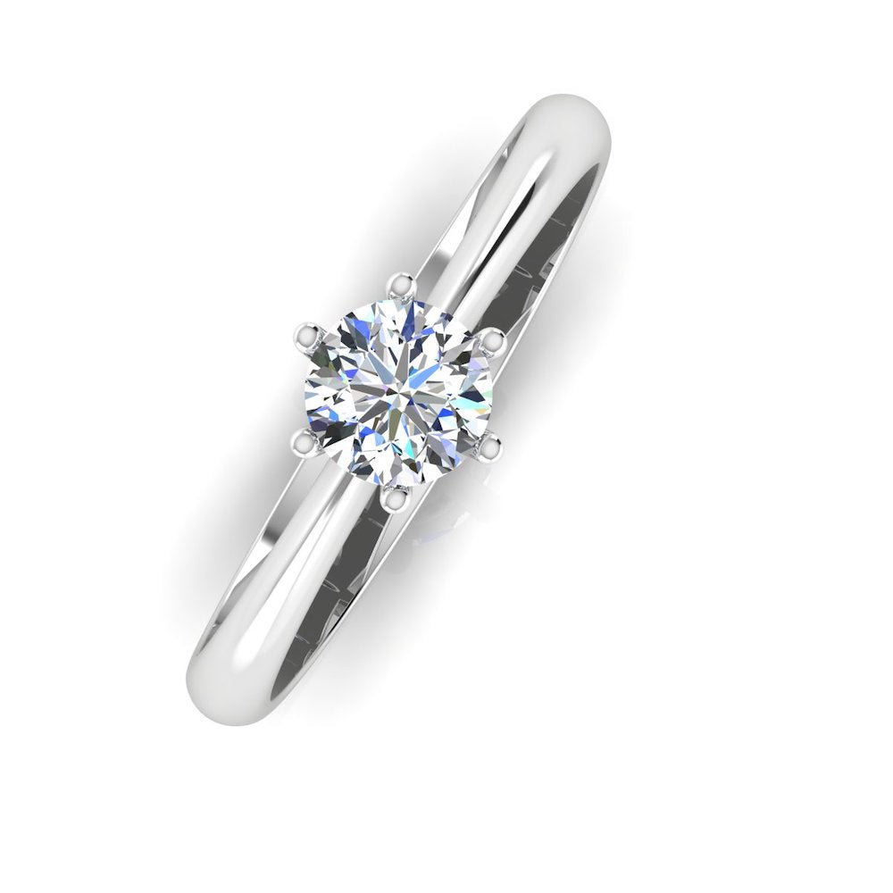 6 Prong Petite Moissanite Round Solitaire Engagement Ring top