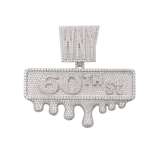 60th Steet Custom Moissanite Name Pendant 14K Gold icecartel white