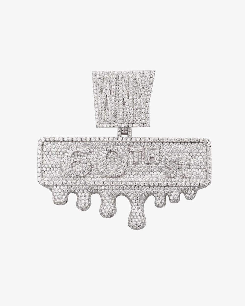 60th Steet Custom Moissanite Name Pendant 14K Gold icecartel white