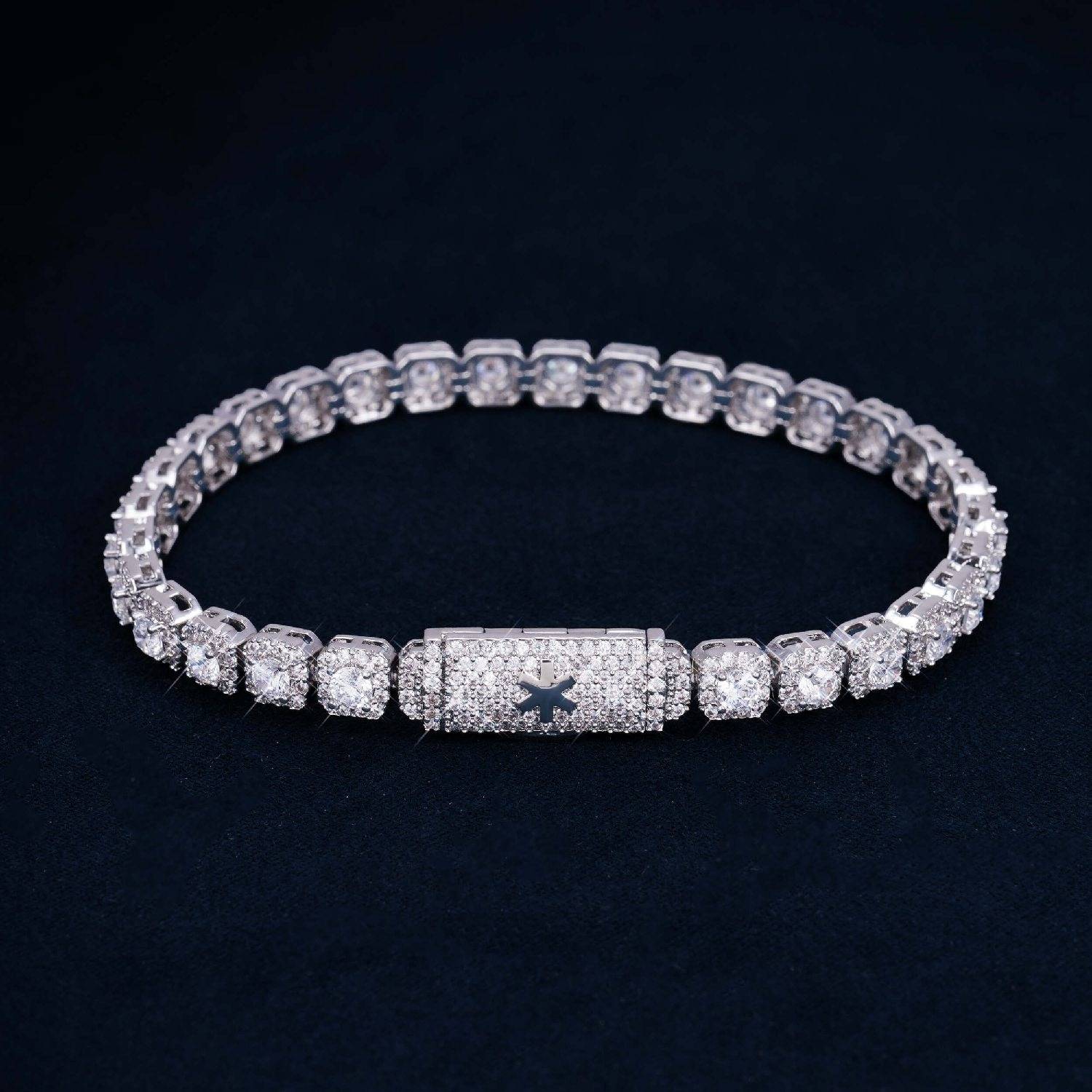 6MM Clustered Tennis Bracelet 14K Gold - IceCartel