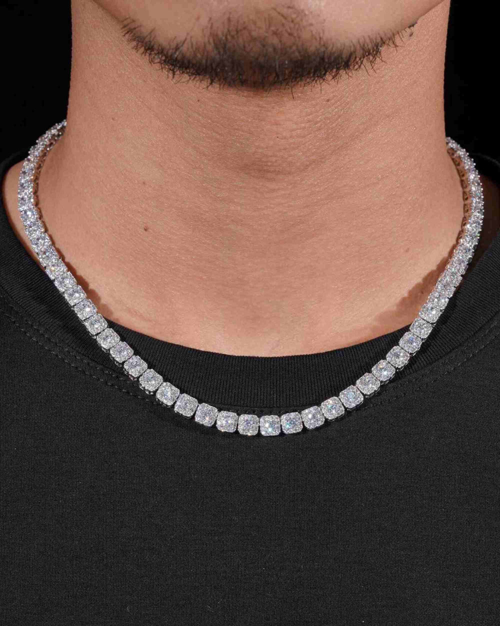 6MM VVS Clustered Tennis Chain 14K Gold model1 icecartel1