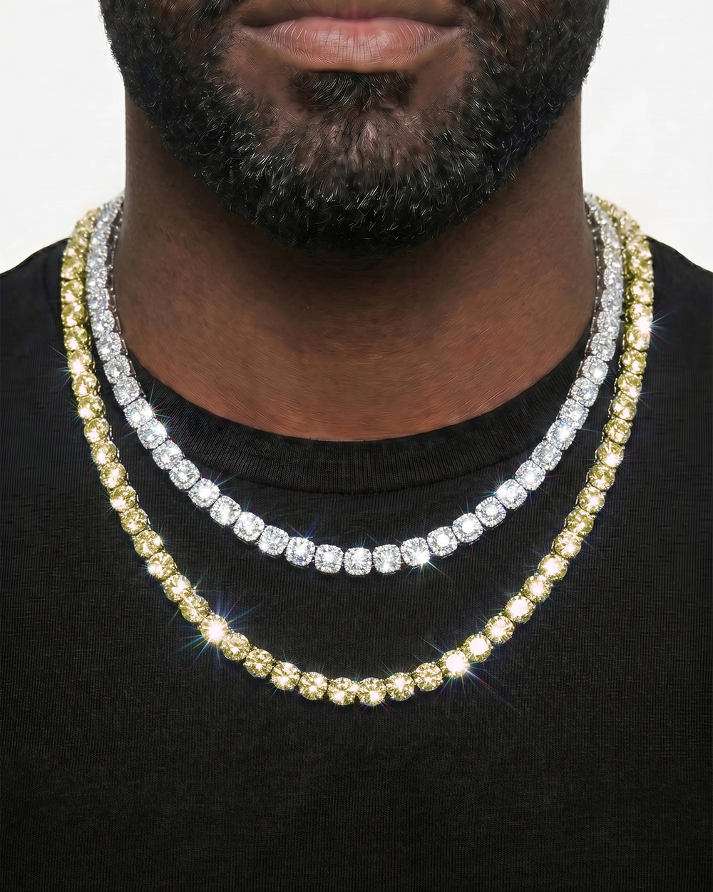 Yellow Gold Cuban Chain Set