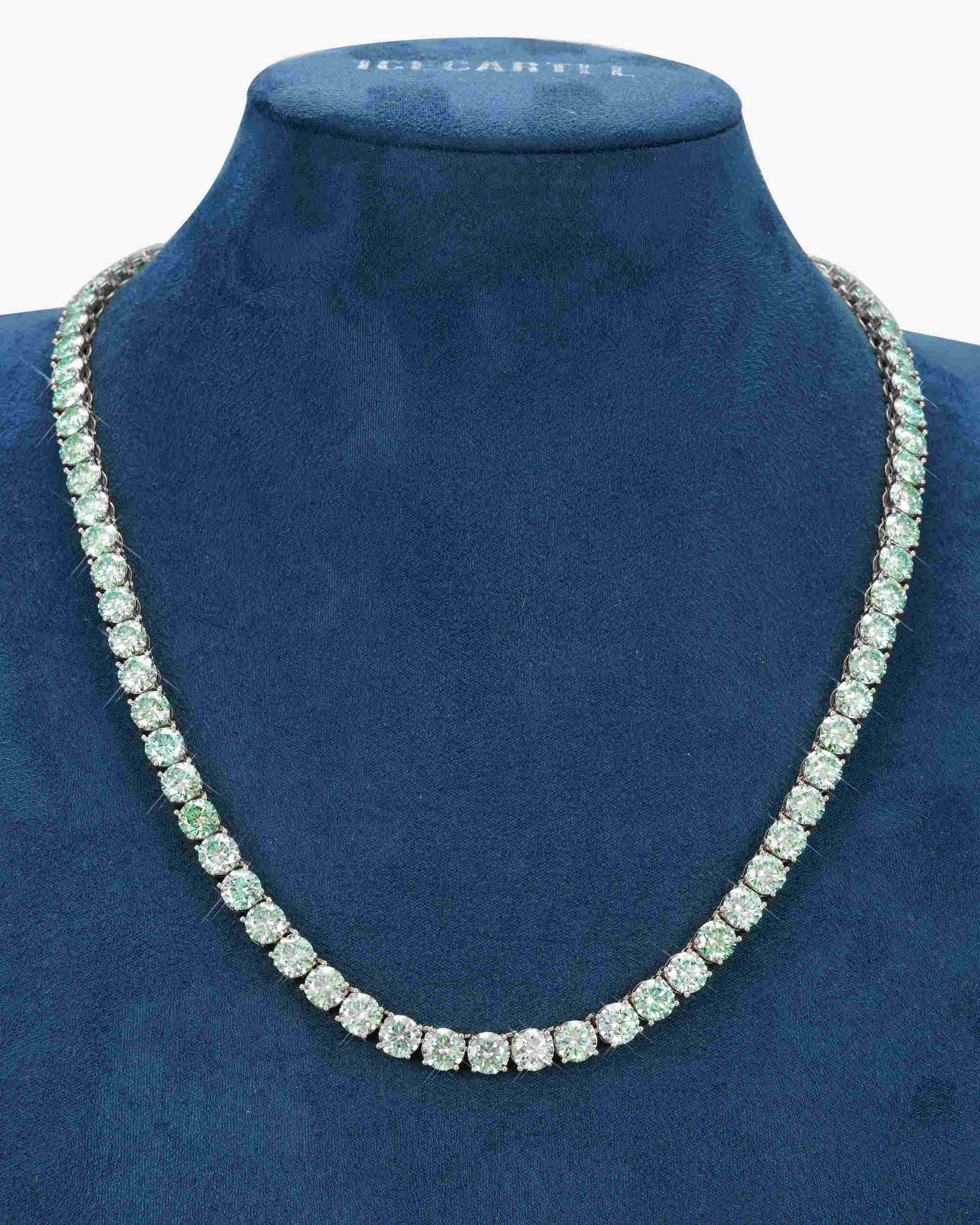 6MM Blue Moissanite Tennis Chain – 14K Gold