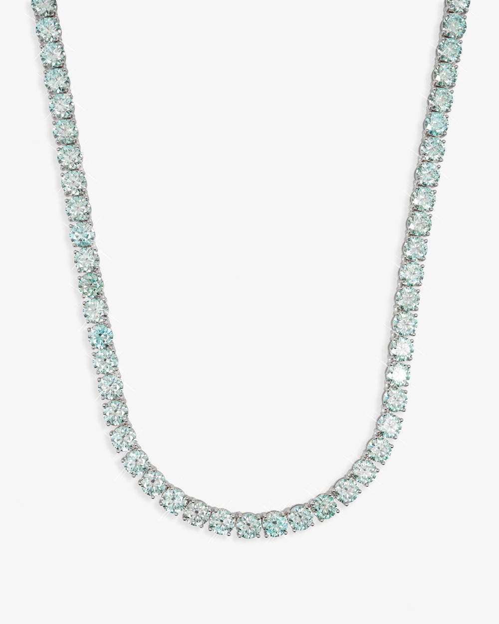 6MM Blue Moissanite Tennis Chain 14K Gold - White Gold