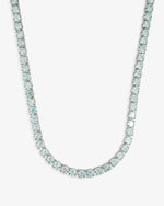 6MM Blue Moissanite Tennis Chain 14K Gold - White Gold