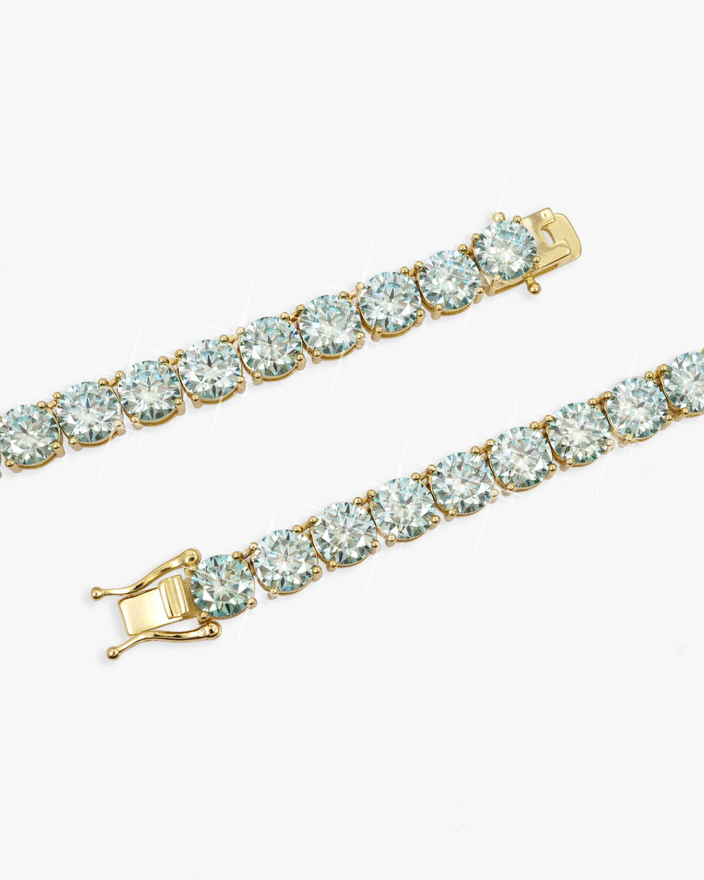 6MM Blue Moissanite Tennis Chain 14K Gold - Yellow Gold