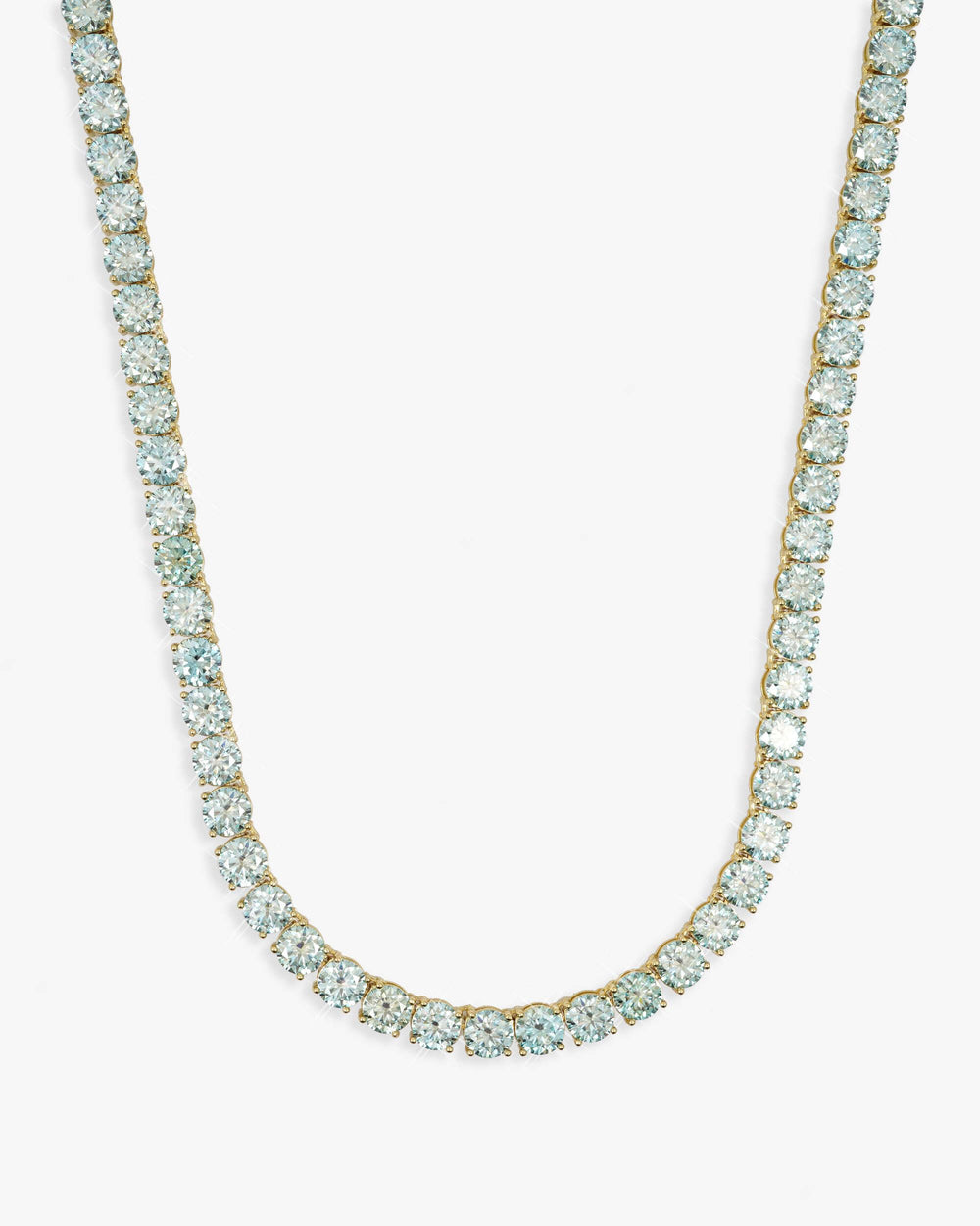 6MM Blue Moissanite Tennis Chain 14K Gold - Yellow Gold