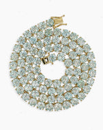 6MM Blue Moissanite Tennis Chain 14K Gold - Yellow Gold