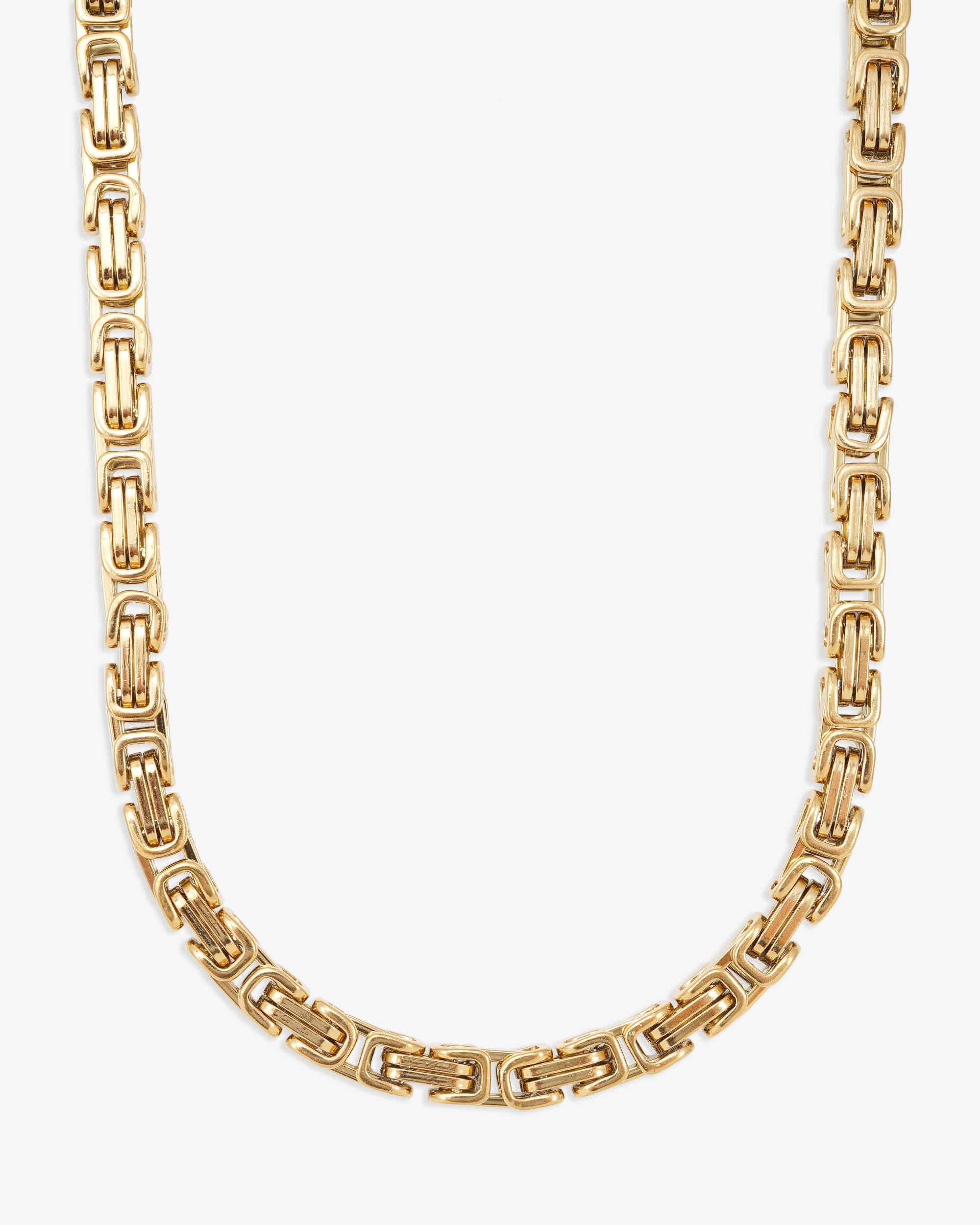 14Kゴールドチェーンネックレス 6MM Byzantine Chain 14K Gold - IceCartel™