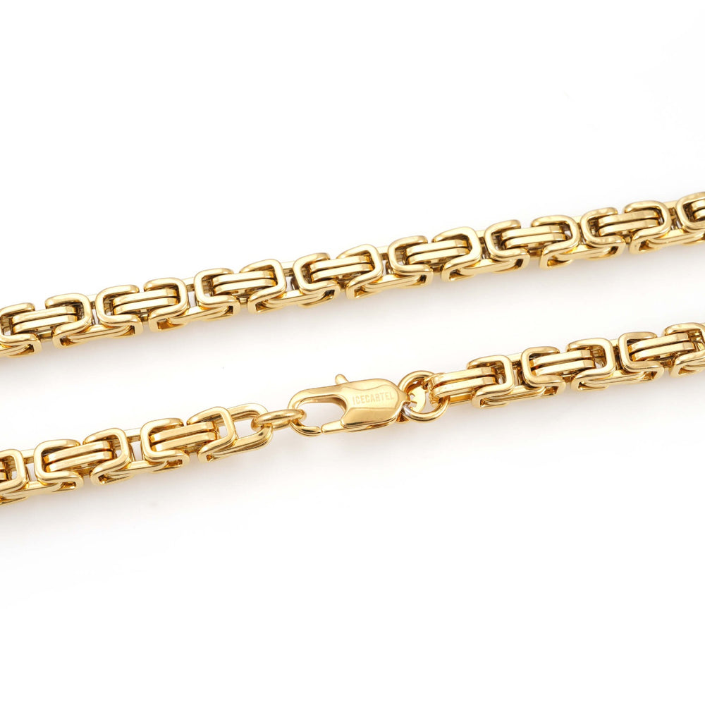 6mm byzantine chain 14k yellow gold icecartel lock