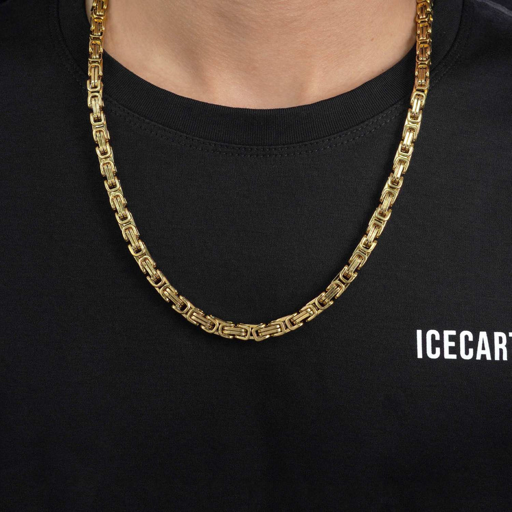 6mm byzantine chain 14k yellow gold icecartel model