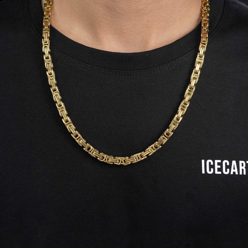6mm byzantine chain 14k yellow gold icecartel model
