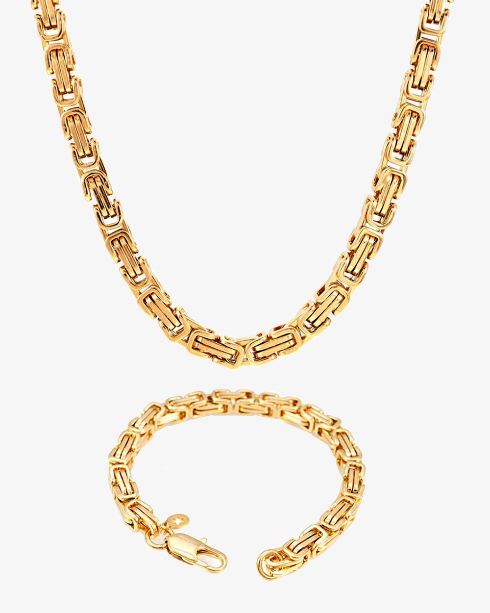 6mm byzantine chain and bracelet bundle 14k gold icecartel px