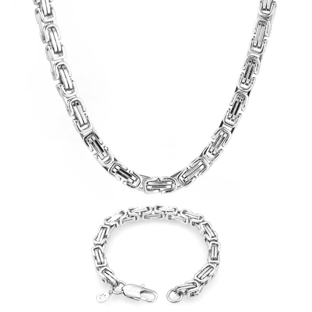 6MM Byzantine Chain and Bracelet Bundle Silver