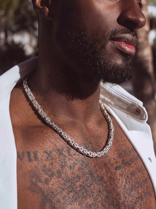 6mm byzantine chain silver icecartel model lifestyle