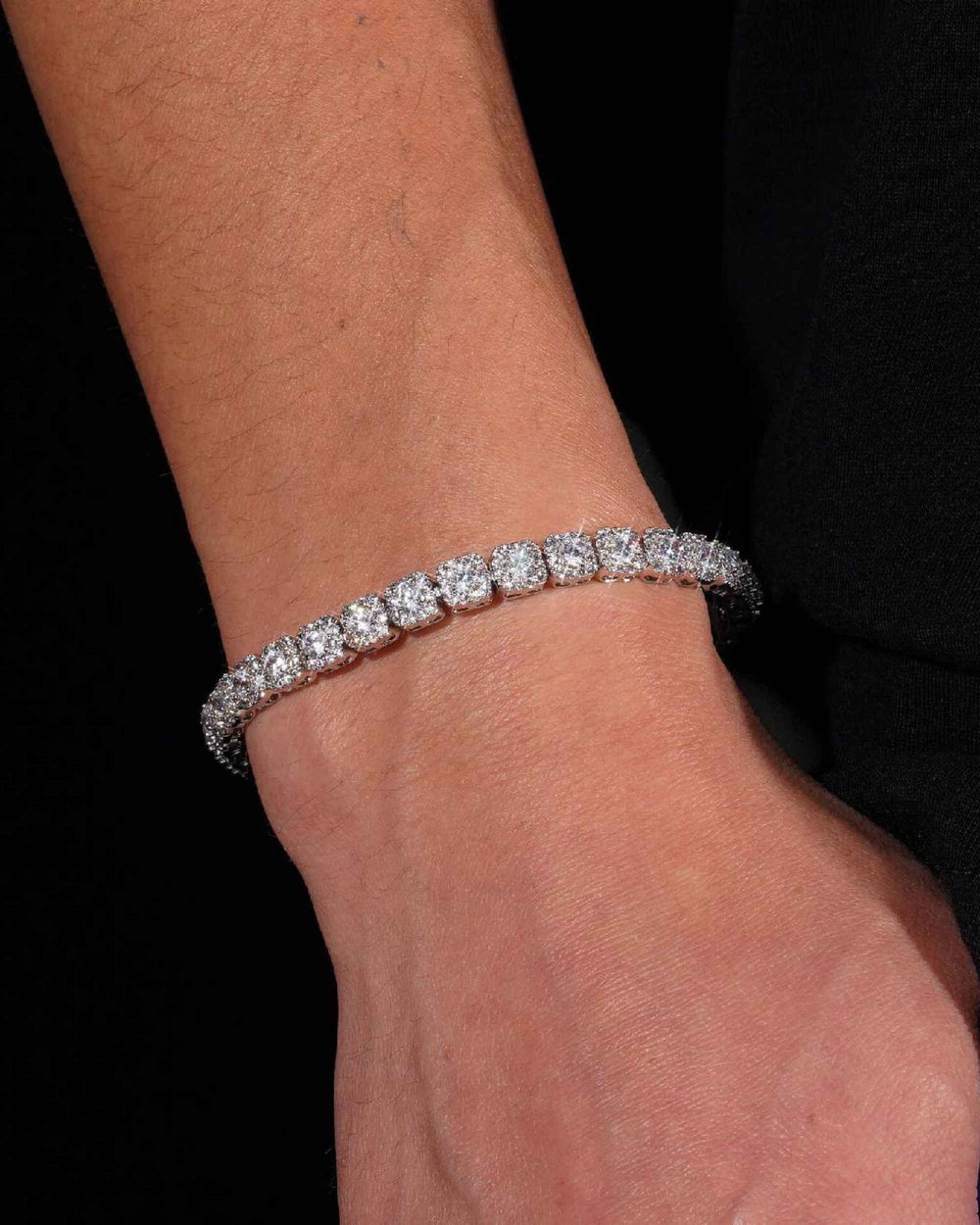 6mm clustered tennis bracelet 14k gold icecartel px model shoot