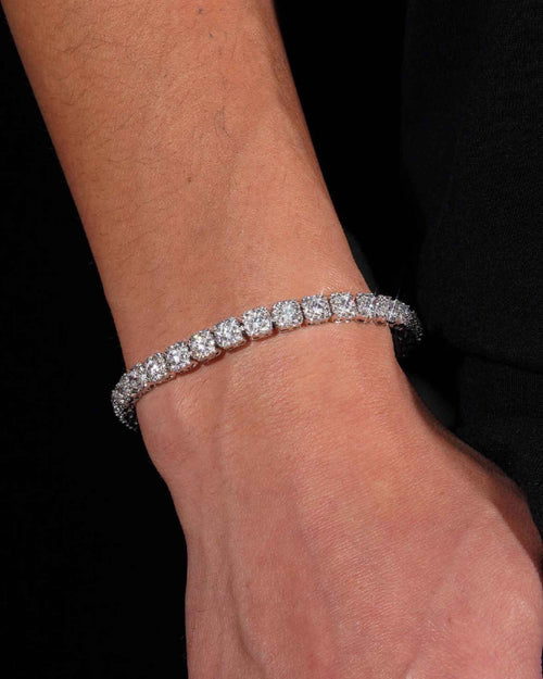 6mm clustered tennis bracelet 14k gold icecartel px model shoot