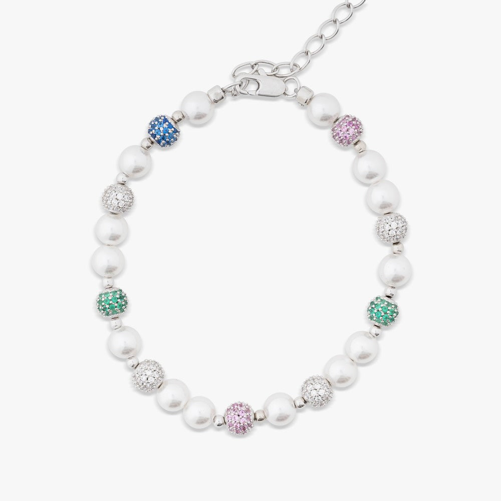 Bracelet de perles colorées boule de neige 6mm