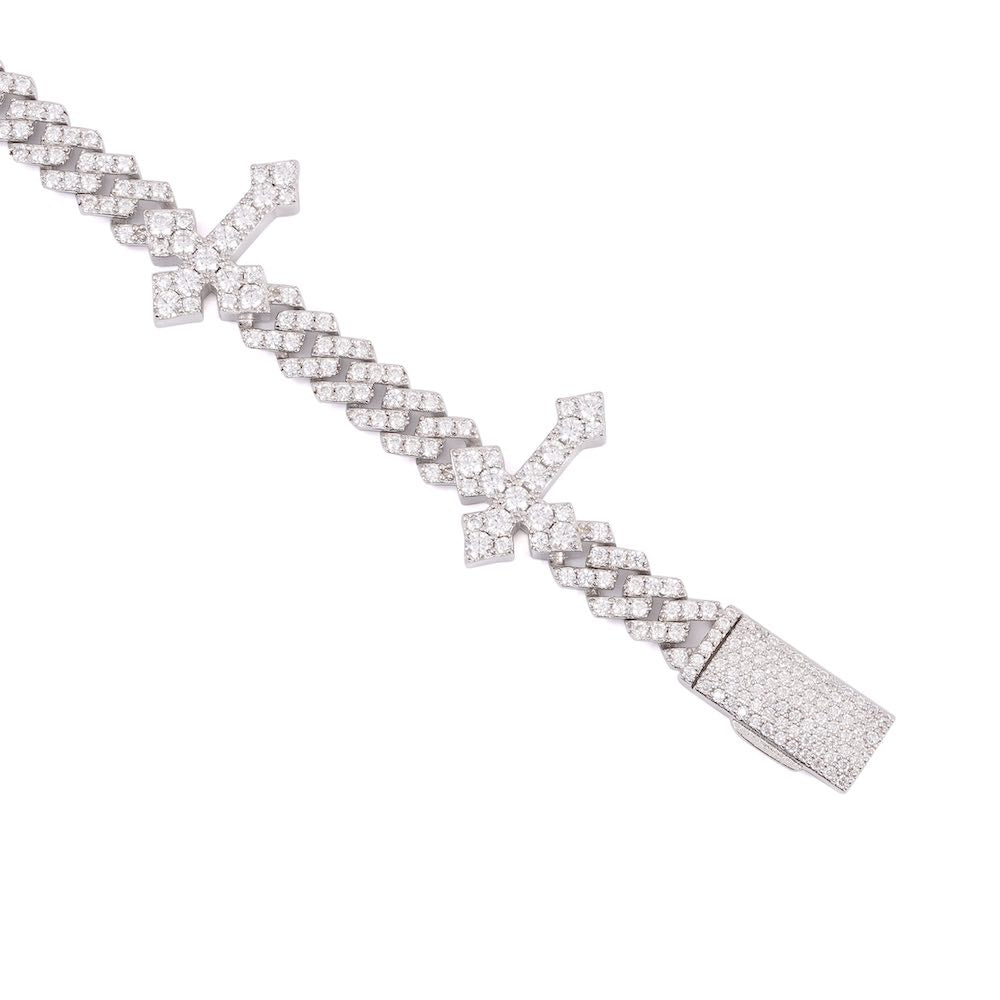 Bracelet cubain croix 6MM détails blancs