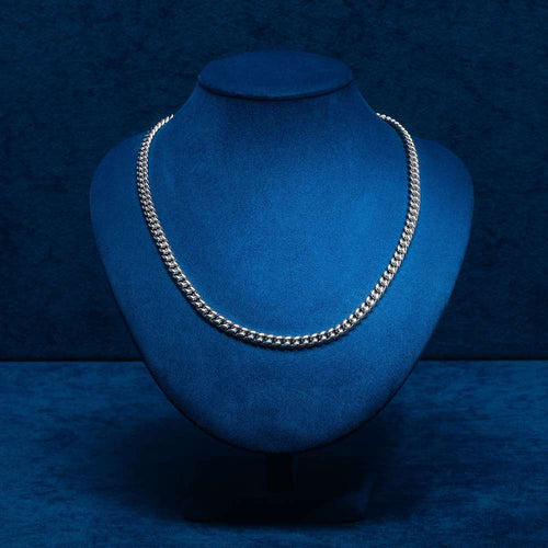 6MM Cuban Link Chain 14K White Gold Silver