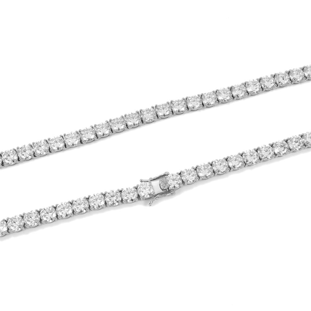 6MM Diamond Tennis Chain 14K Solid White Gold Clasp