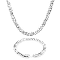 6MM Cuban Link Chain and Bracelet Bundle Silver
