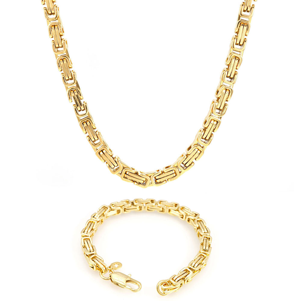 6MM Byzantine Chain and Bracelet Bundle 14K Gold