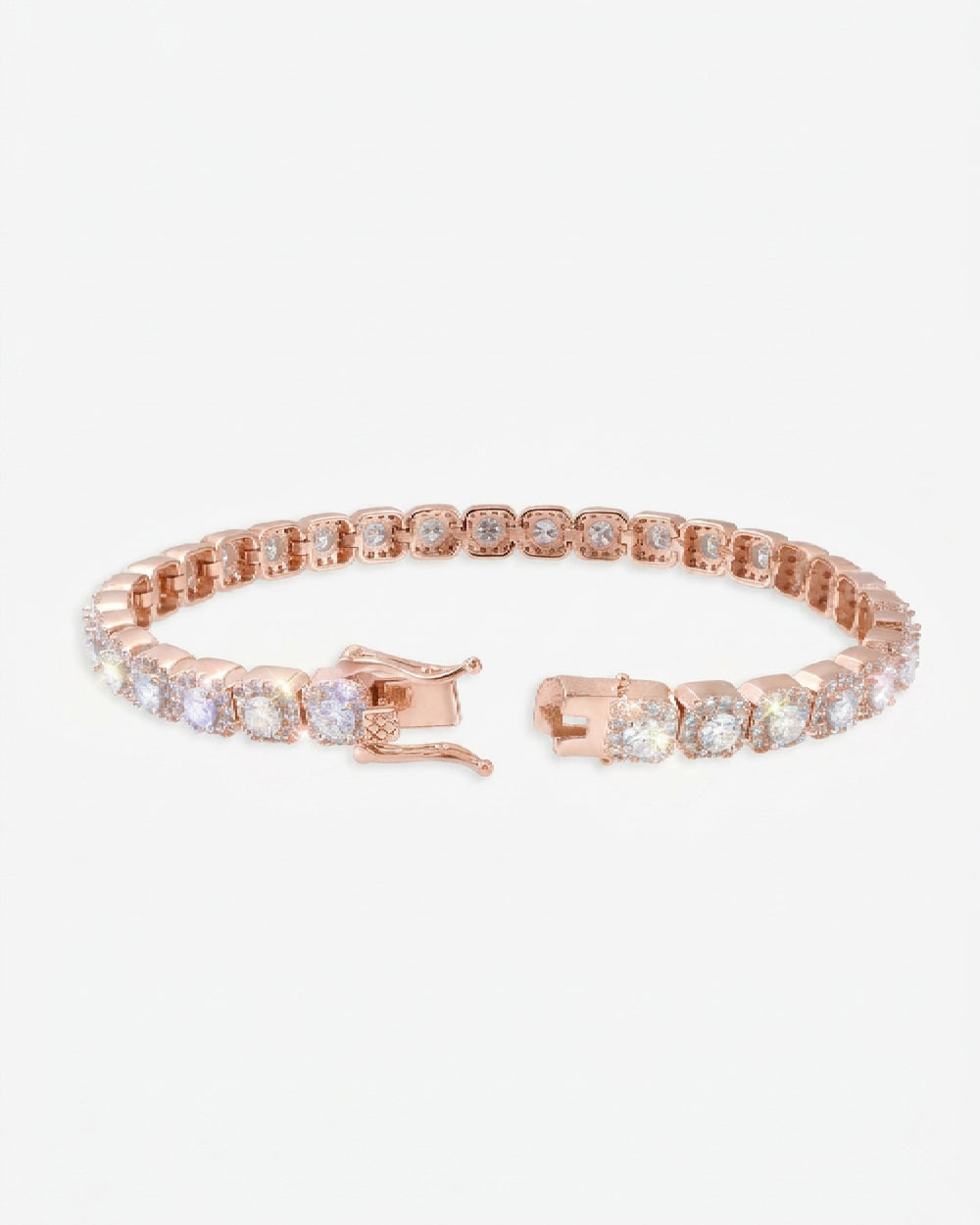 6MM Moissanite Clustered Tennis Bracelet 14K Gold - Rose Gold